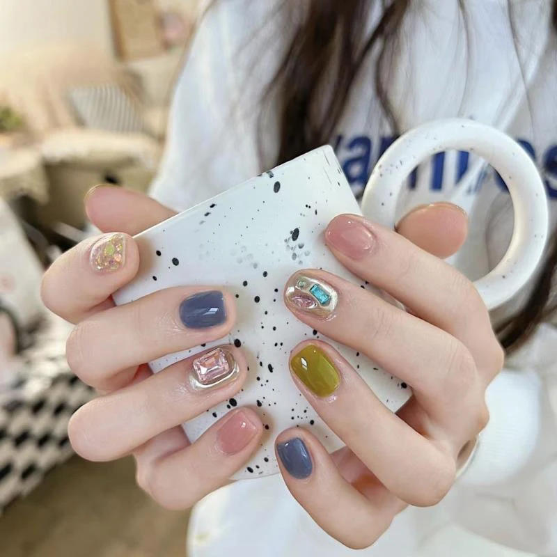 Description Picture 4 of item10Pcs Black Handmade Press On Nails Wearable False Nails Full Cover Cat Eye Glitter Decoration Manicure False Nail Tips Art