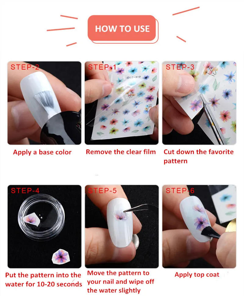 Description Picture 2 of itemNail Water Decals Geometric Color Block Line Leaf Flowers Nail Slider Stickers Summer Fruit For Manicure Nail Watermarks Decor