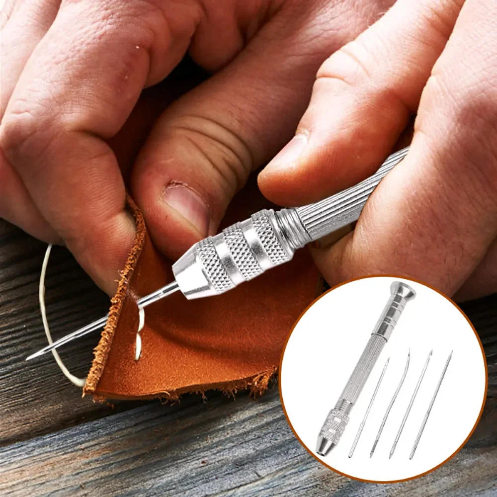 Description Picture 2 of itemMultifunctional PU Leather Sewing Awl Set, DIY Leather Punch Stitching Repair Tool, Replaceable Sewing Needles Handmade Supplies