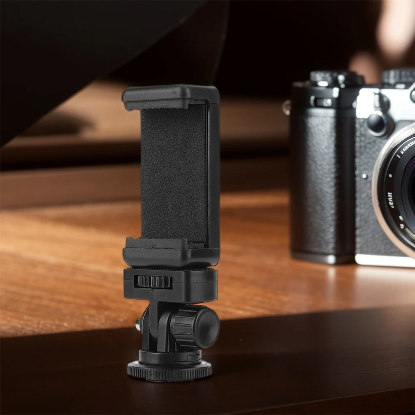 Description Picture 6 of itemCamera Flash Hot Shoe Mount Adapter Phone Tripod Holder Clip w / Cold Shoe Mount for iPhone Samsung Canon Nikon Sony DSLR Camera