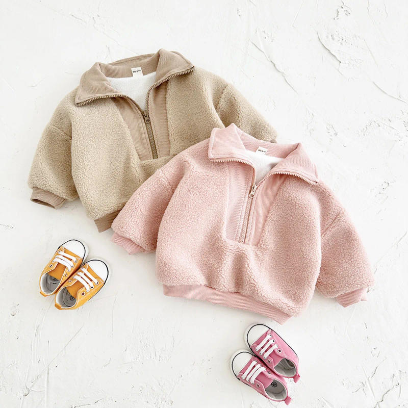 Description Picture 3 of itemToddler Baby Boy Clothes 0-3Y Baby Girls Clothes Sherpa Fleece Thickened Baby Tops Sweatshirt Mock Neck Warm Winter Outwear