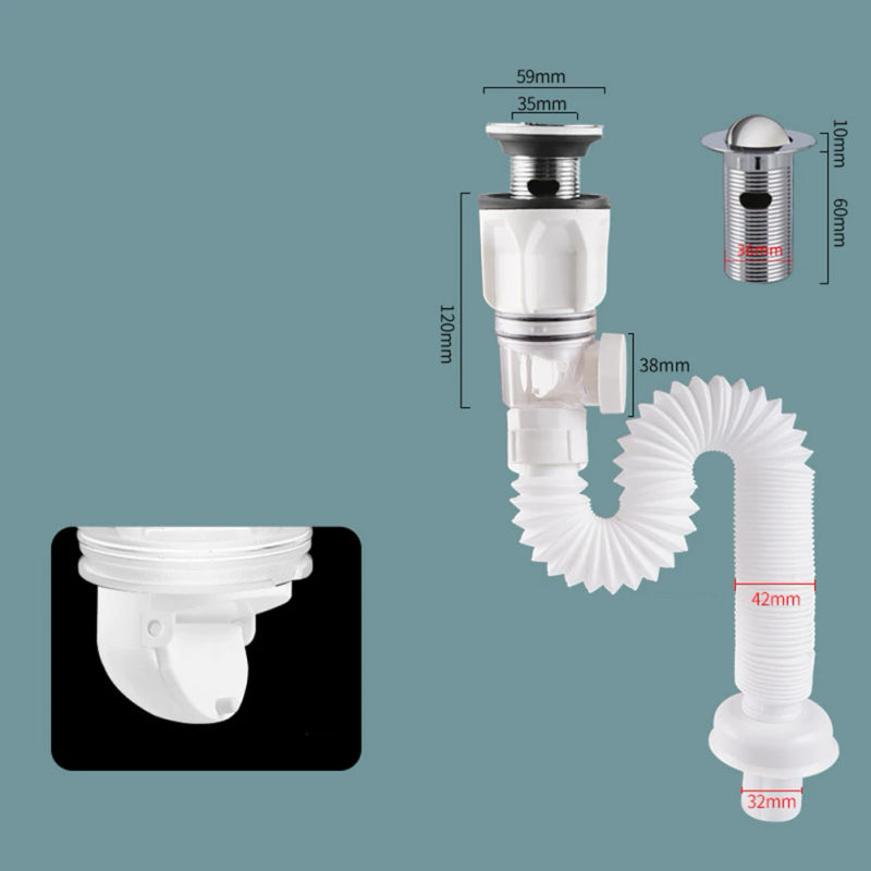 Description Picture 2 of itemBathroom Sink Drain Pipe Set Retractable Deodorant Sewer Drainage Water Hose Wash Basin Drainer Bathroom Kitchen Accessories