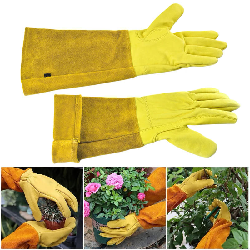 Description Picture 6 of item1 Pair Long Thorn Proof Working Mitten Breathable Leather Garden Gloves with Forearm Protection Floral Gauntlet Best Garden Gift