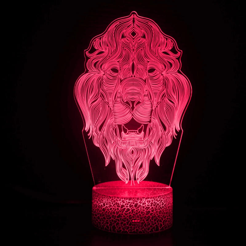 Description Picture 3 of itemNighdn Lion 3D Lamp Illusion LED Night Light for KIds Room Colorful Acrylic Nightlights Birthday Christmas Gift for Boys Girls