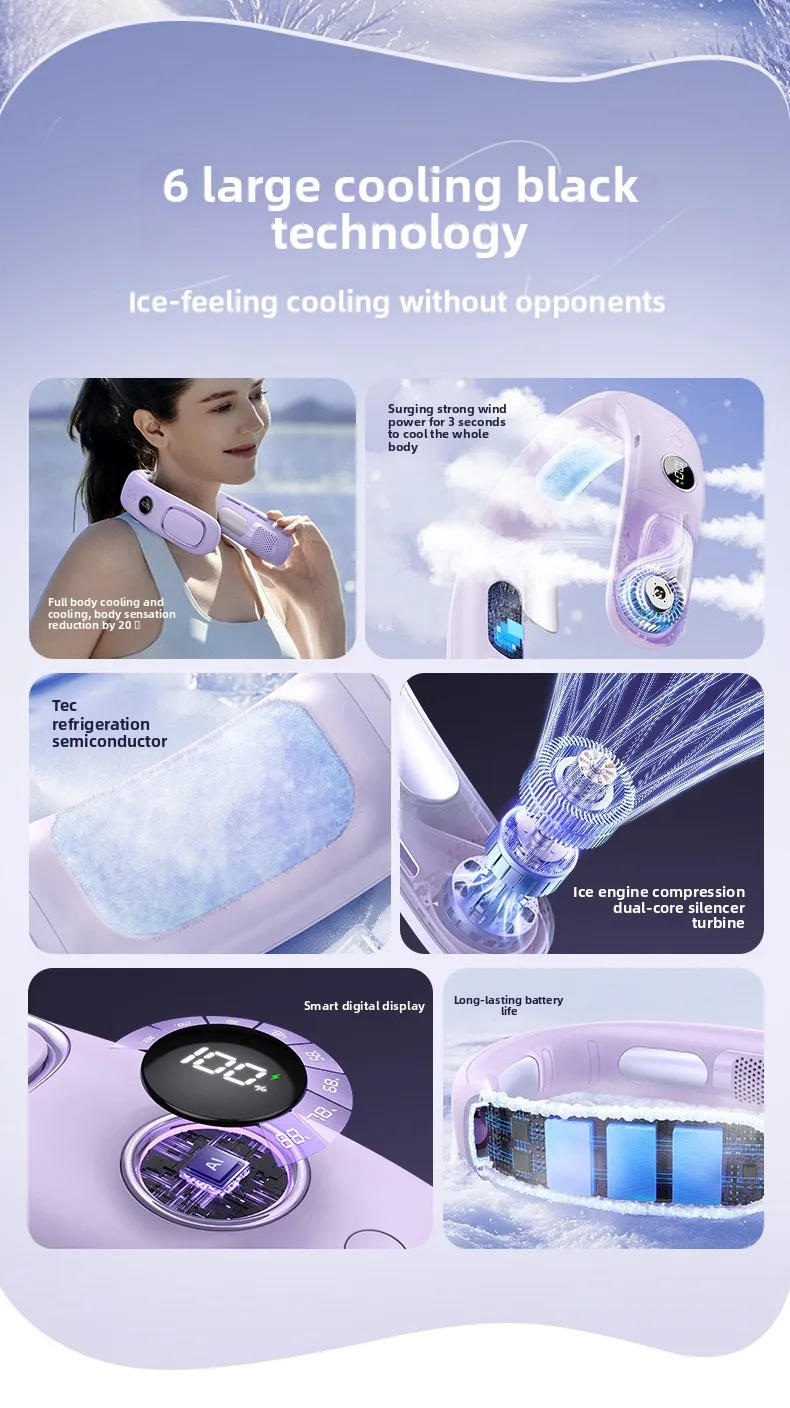 Description Picture 3 of item2025 New Upgrade Semiconductor Cooling Neck-hanging Fan Charging Bladeless Air Conditioner Outdoor Portable