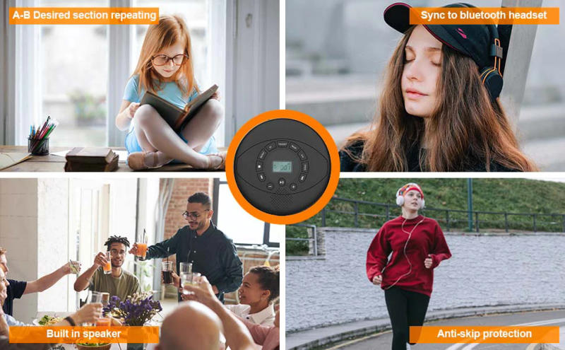 Description Picture 4 of itemPortable CD Player Bluetooth CD Walkman Built in Speakers Rechargeable CD Player  with USB/AUX/Headphone Port