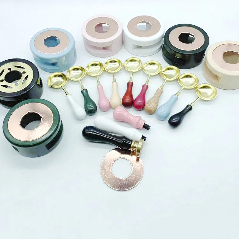 Description Picture 2 of itemWax Seal Stamp Set Wax Bead Stick Heater Pot Furnace Wax Seal Melting Spoon Heater Craft Supplies With Wood Handle