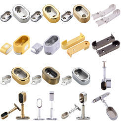 1PC Closet Rail Curtain Rod Shower Curtain Rod Mount Holder Closet U-Shaped Rod Closet Pole Sockets Flange End Supports
