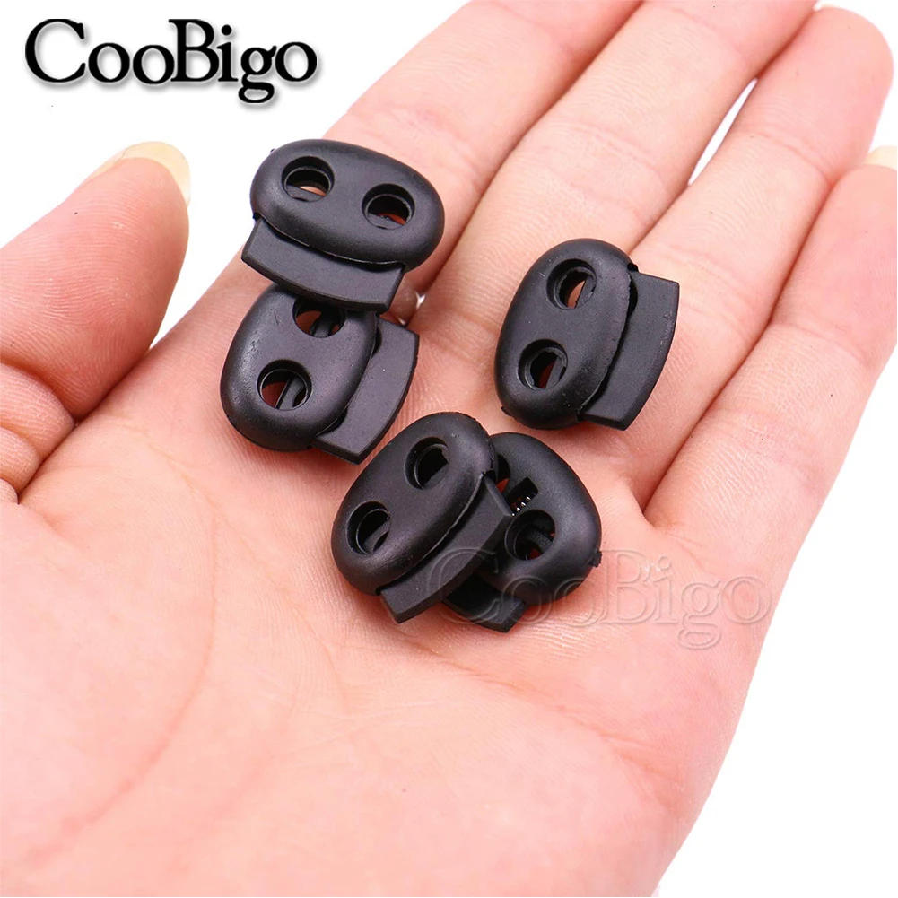 Description Picture 5 of item100pcs Plastic Cord Lock Stopper Shoelace Clip Toggle Retainer for Paracord Lanyard Rope Clothes Craft Accessories Free Shipping