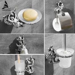 Romantic Bathroom Hardware Accessories Set,Towel Ring and Robe Hook,Toilet Paper Holder Towel Bar Toliet Brush Holder MB-0810T