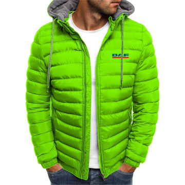 DAF truck company truck driver printing fashion 2023 new men's seven-color cotton-padded jacket hooded sportswear cotton hooded