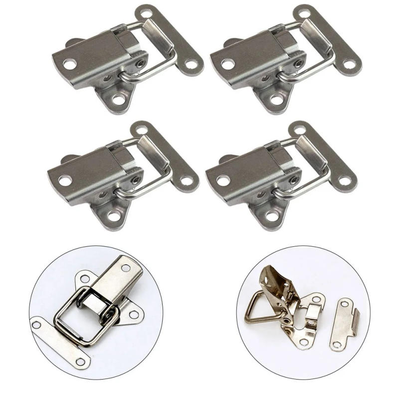 Description Picture 3 of item4pcs/lot Stainless Steel Cabinet Boxes Spring Loaded Latch Catch Toggle Clamp Hasp Mini Lock For: Flight Case Wooden Box