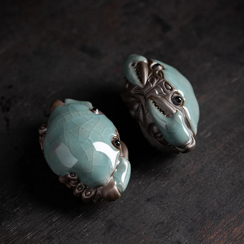 Description Picture 2 of itemCracked Glaze Crab Play Handmade Kongfu Tea Pet Decoration Tea Table Tea Ceremony Accessories Tea Pet Furniture For Display