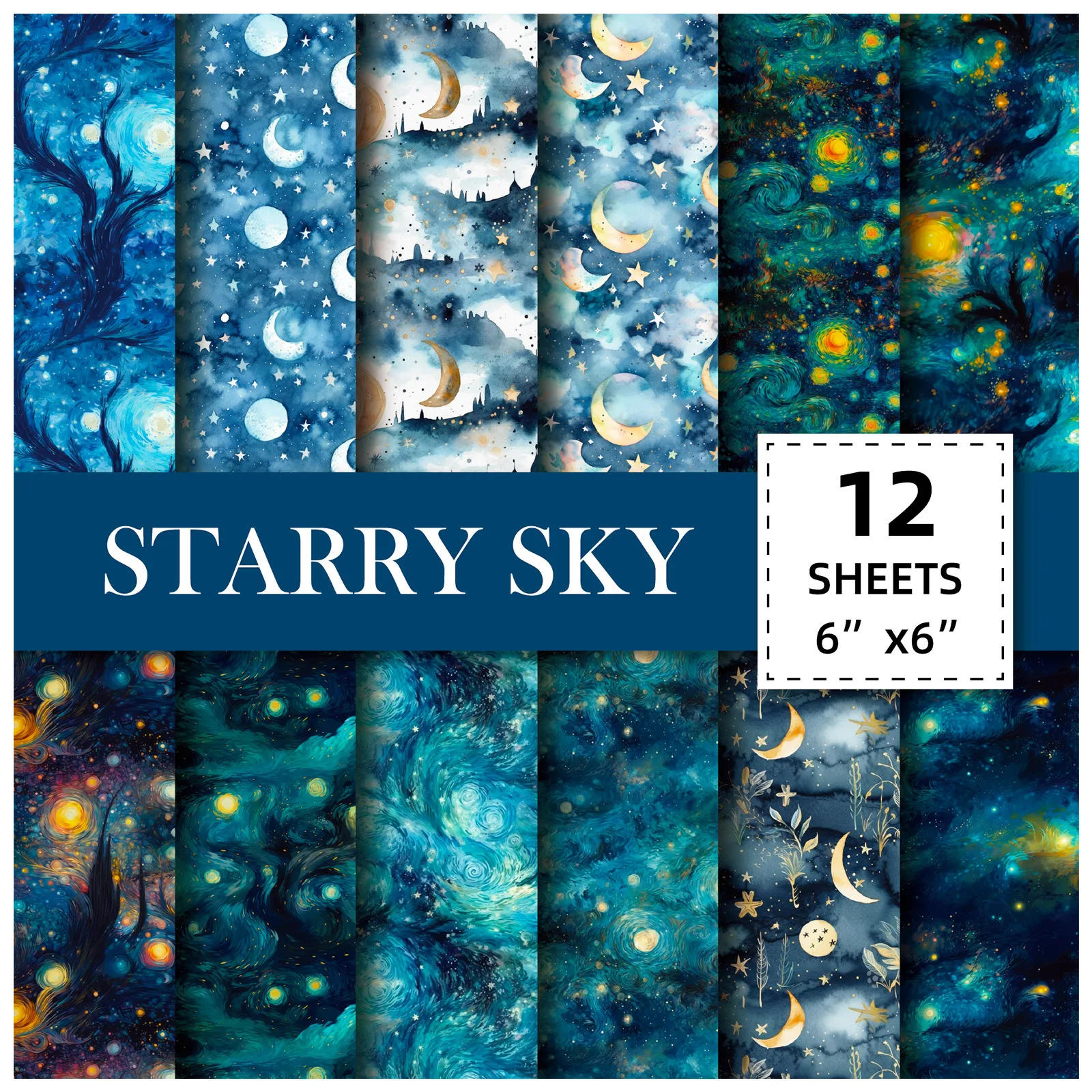 Description Picture 2 of item12pcs Tarot Starry Sky Scrapbooking Papers Pack DIY Album Background Crafts Supplies Paper Pads Card Making Scrapbook Material