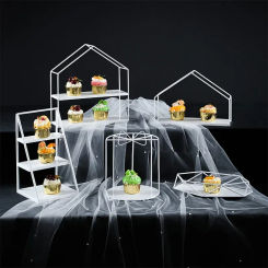 Wedding Dessert Table Decoration European Style Cake Frame Wedding Props Cake Plate Iron Dim Sum Frame Exhibition Stand