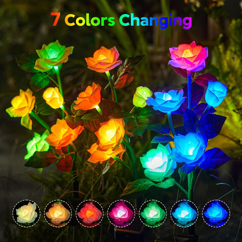 Description Picture 2 of itemSolar Garden Lights Outdoor Waterproof Decorative Solar Flower Light with 5 Roses 7 Color Changing for Patio Pathway Decoration