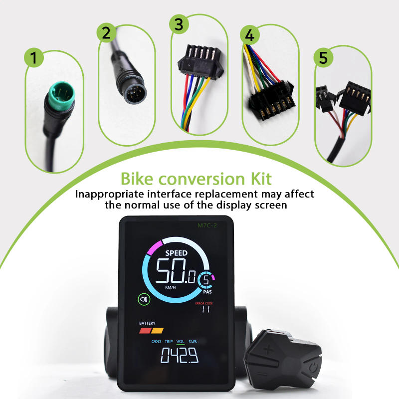 Description Picture 3 of itemM7C-2 LED electric bike Display Cycling Speed Odometer Battery Indicators Fault reminder wired USB Digital ebike accessories