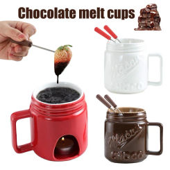 Chocolate Fondue Mug Mini Melting Pot for Butter Ceramic Chocolate Melting Cup 130ml Butter Warmer for Caramel Tapas