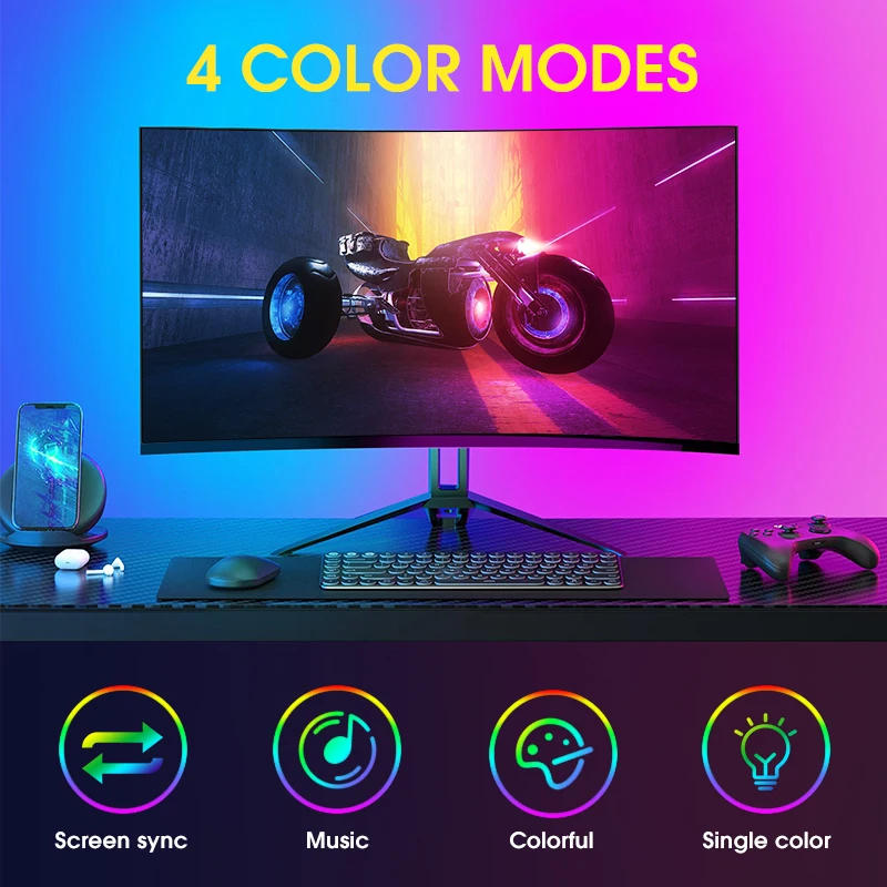 Description Picture 5 of itemRGB Computer Monitor Backlight Strip with Screen Sync, Smart Control Gaming Decor Lamp for Holiday Atmosphere - Sync LED Light
