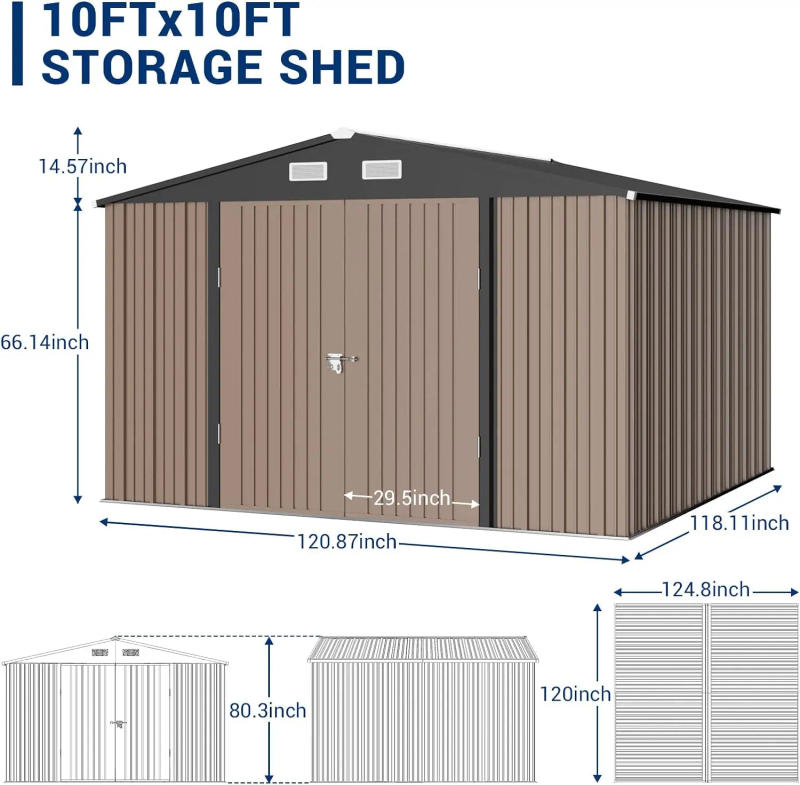 Description Picture 5 of itemOutdoor Storage Shed 10x10 FT Outside Sheds & Outdoor Storage Metal Galvanized Steel for Backyard Patio Lawn