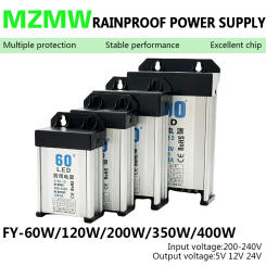 60W 120W 200W 350W 400W Rainproof Switching Power Supply AC/DC 5V 12V 24V Outdoor Wall Hanging SMPS Transformer LED Lighting