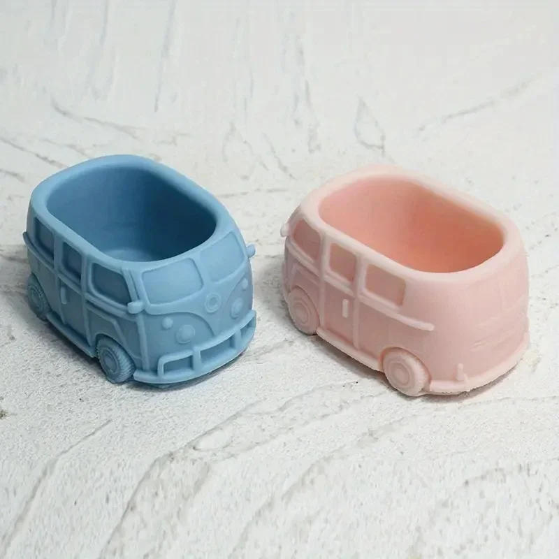 Description Picture 5 of itemCute Bus Flower Pot Silicone Mold Bus Shape Cement Candle Vessel Silicone Mold Succulent Plant Pot Mold Pen Holder Plaster Mold