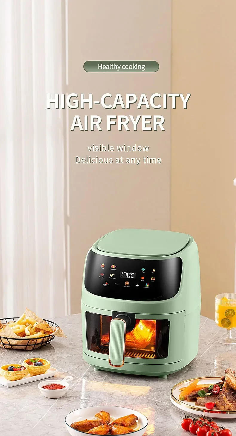 Description Picture 2 of item6L Air fryers 220V multi-function household 6L large capacity visible circulating hot air electric fryer English 110V airfryers