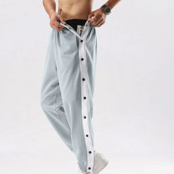 Men’s New Basketball Casual Training Warm Up Loose Open Leg Sweatpants Full Open Button Sports Baggy Casual Trousers For Men