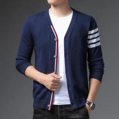 2024 men's spring new long sleeved knitted cardigan casual jacket men's clothing