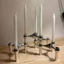 Metal Molecular Structure Candle Holder Nordic Silver Candlestick Centerpiece Living Room Decoration Gift Home Decore Candelabra