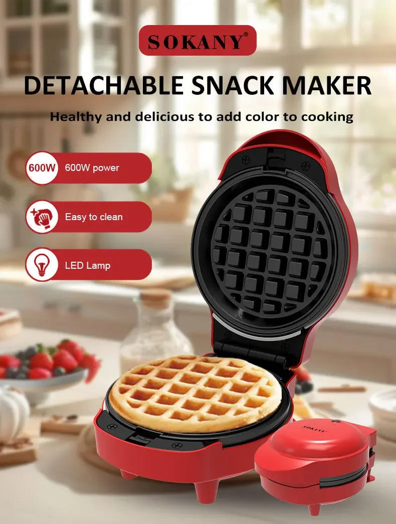 Description Picture 2 of itemHouselin Mini Waffles Maker with 5 Removable Plates-Make Mini Waffles Donuts Pancakes or Eggs all in 1 Multi -Easy Cleaning