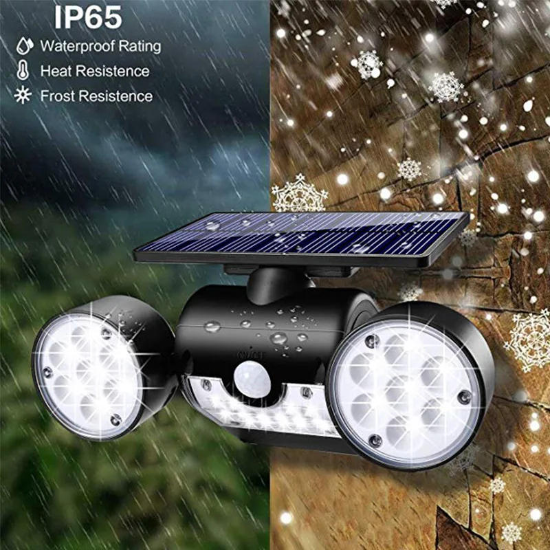 Description Picture 2 of itemSolar Lights Outdoor Motion Sensor Security Lights Solar Wall Lights with Dual Head Spotlights LED Waterproof 360° Adjustable