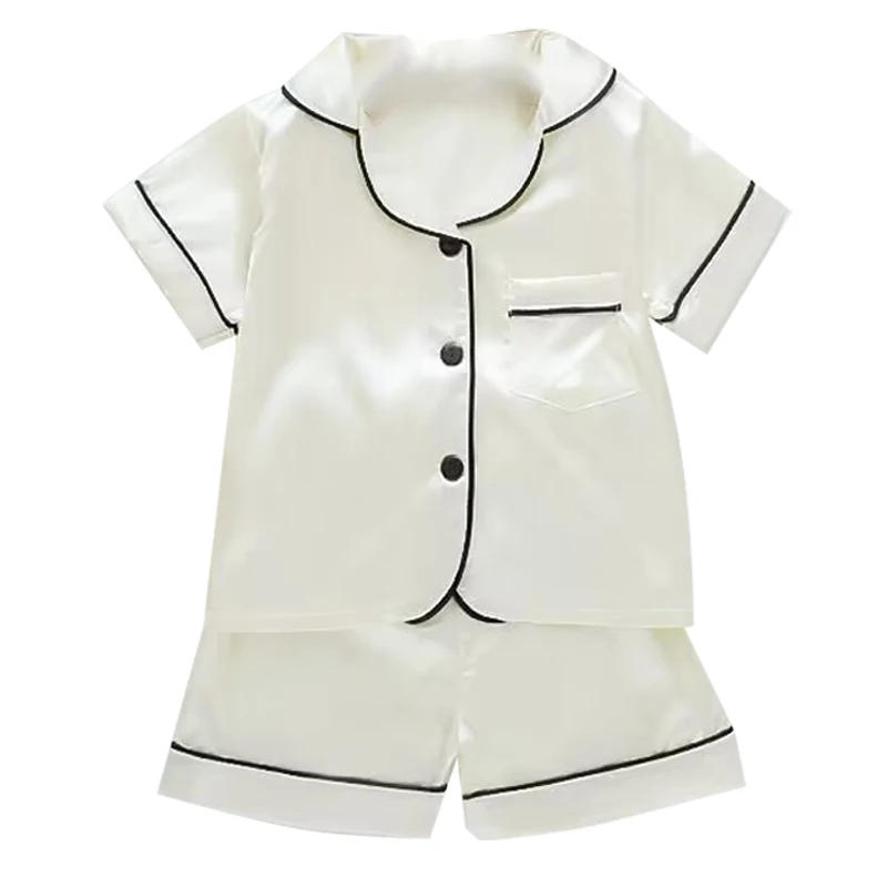 Description Picture 5 of itemBoys Girls Ice silk satin Cartoon printing Tops Pants Set home Wear Children's pajamas set Baby suit Kids Clothes Toddler