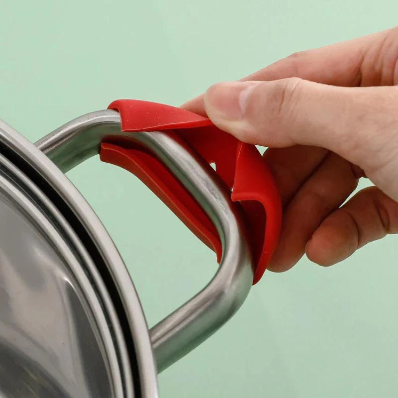 Description Picture 5 of item2Pc Silicone Pan Handle Cover Heat Insulation Covers Pot Ear Clip Steamer Casserole PanHandle Holder Non-slip Kitchen Tools