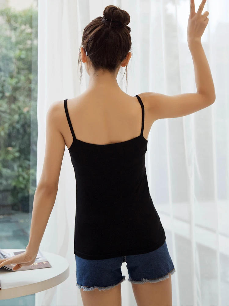 Description Picture 6 of itemWomen Sling Vest Summer Girls Sexy Strap Cotton Camisoles Crop Tops Ladies Sleeveless Sports Yoga Fitness Base Vest Tops