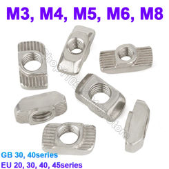 5Pcs M3 M4 M5 M6 M8 Slot T-nut Sliding T Nuts Hammer Drop In Nut Fasten Connector 2020 3030 4040 4545 Series Aluminum Profiles