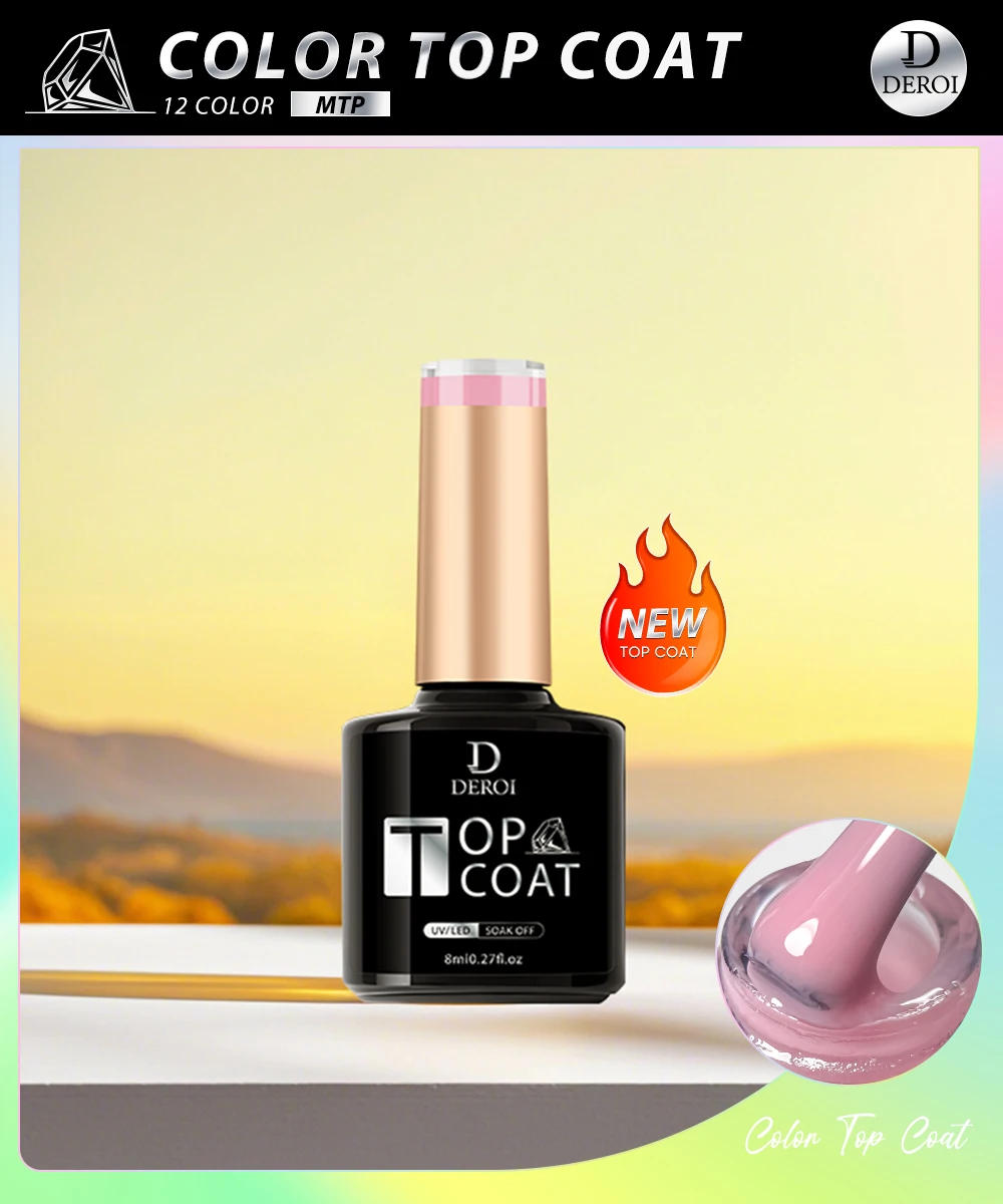 Description Picture 2 of itemDEROI 8ml Super Milky Gel No Wipe Top Coat for Nail Art Natural Pink UV Glitter Topcoat Varnish Manicure Clear Nail Polish Matte