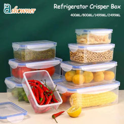 Kitchen Sealed Refrigerator Storage Box with Lid Plastic Trasparent Crisper Stackable Fresh-Keeping Box Microwave-heated Safety