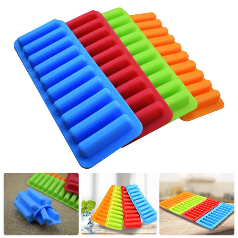 Description Picture 3 of itemReusable Silicone Summer Artifact Silicone Ice Cube Tray Long Slim Sticks Fits Sports Water Bottle Mould Ice Cream Maker Tools