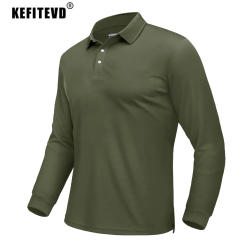 KEFITEVD Men's Quick Dry Polo Shirts Spring Long Sleeve T-Shirt Summer Breathable Lightweight Top Autumn Outdoor Golf Hiking Tee