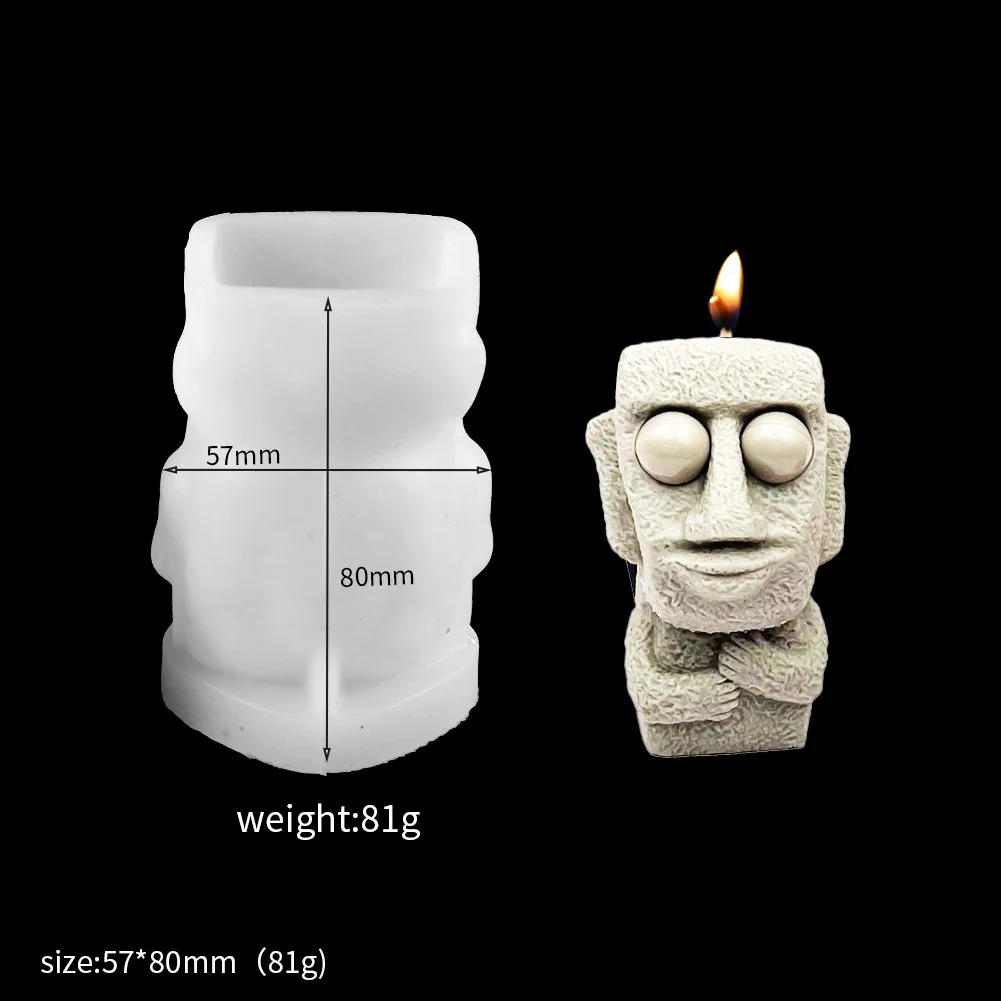 Description Picture 5 of itemMoai Stone Candle Silicone Mold DIY Human Body Aromatherapy Gypsum Handmade Soap Ornament Portrait Resin Mould Home Decor Gifts