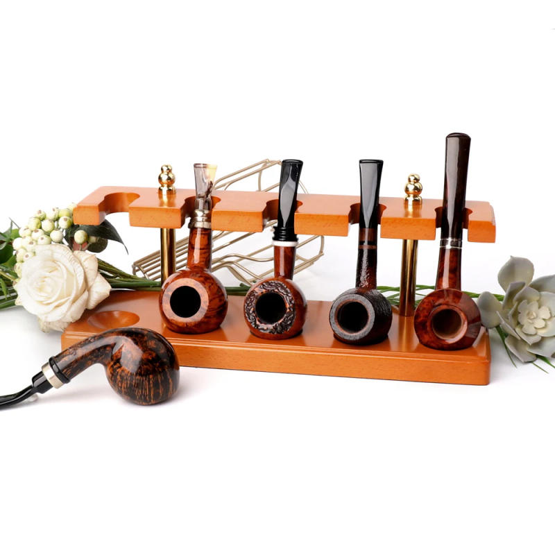 Description Picture 3 of itemTobacco pipe holder, 5 pcs tobacco pipe holder, smoking pipe holder, tea seat decoration, wooden pipe holder, can place cigars