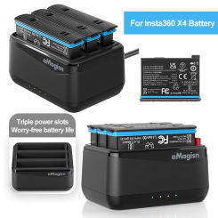 3-slots Fast Charge Hub with Misro SD Card Slots Battery Charge Storage Station Compatiable for Insta360 X4 Camera