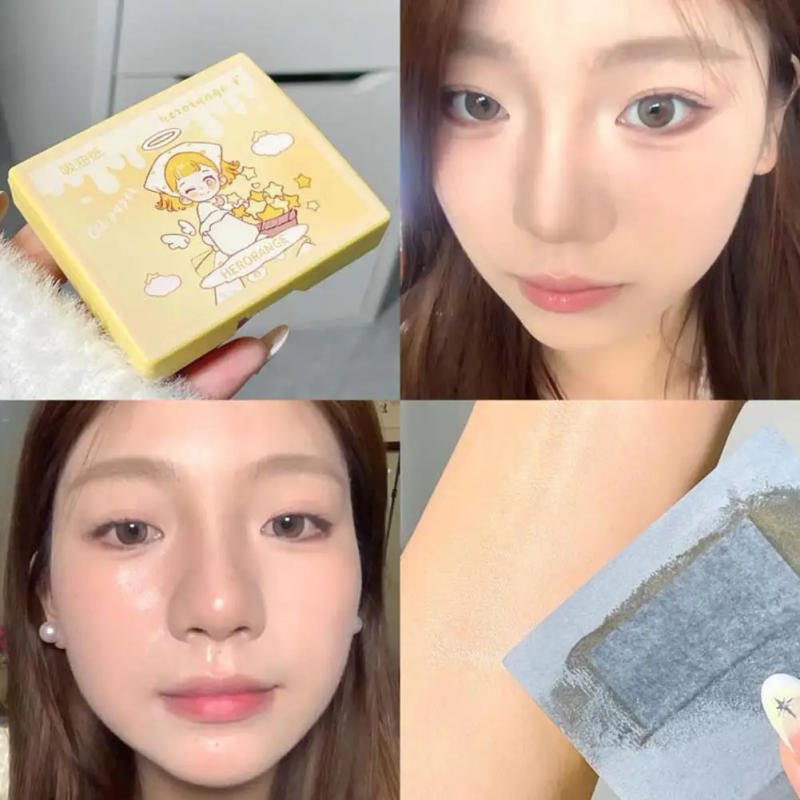 Description Picture 4 of item100Pcs/box Face Oil Blotting Paper Portable Makeup Puff Matting Wipes Oil Control Oil-absorbing Face Cleaning Tools with Mirror