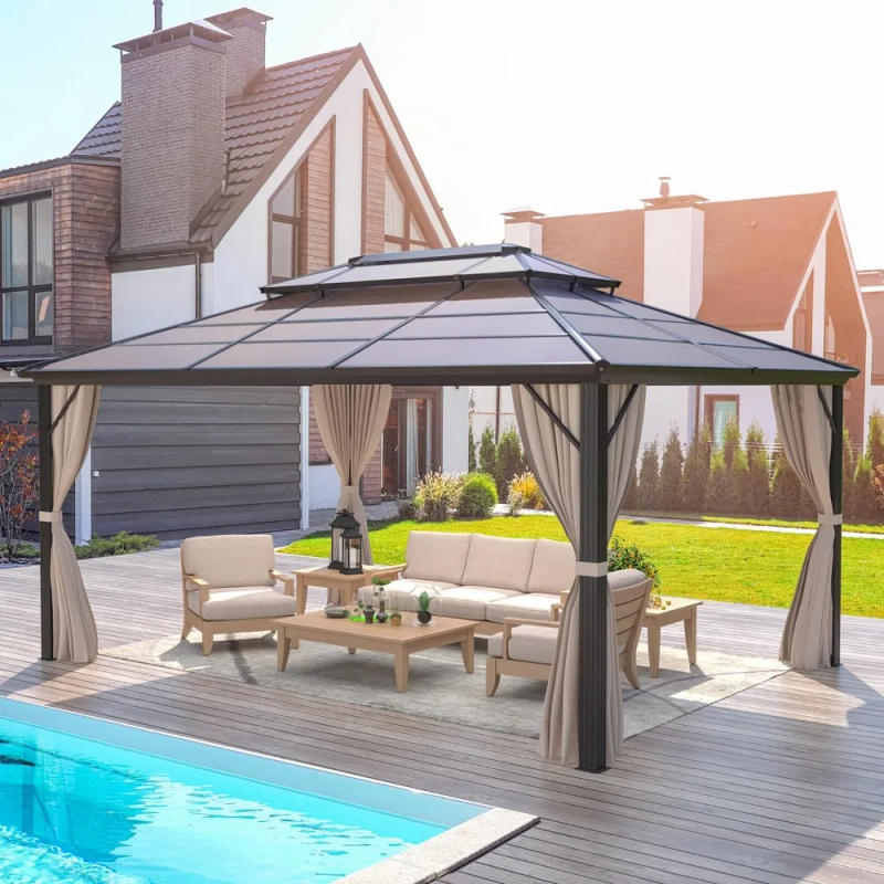 Description Picture 3 of item10' x 13' Gazebo Polycarbonate Double Roof Canopy Outdoor Aluminum Frame Pergola