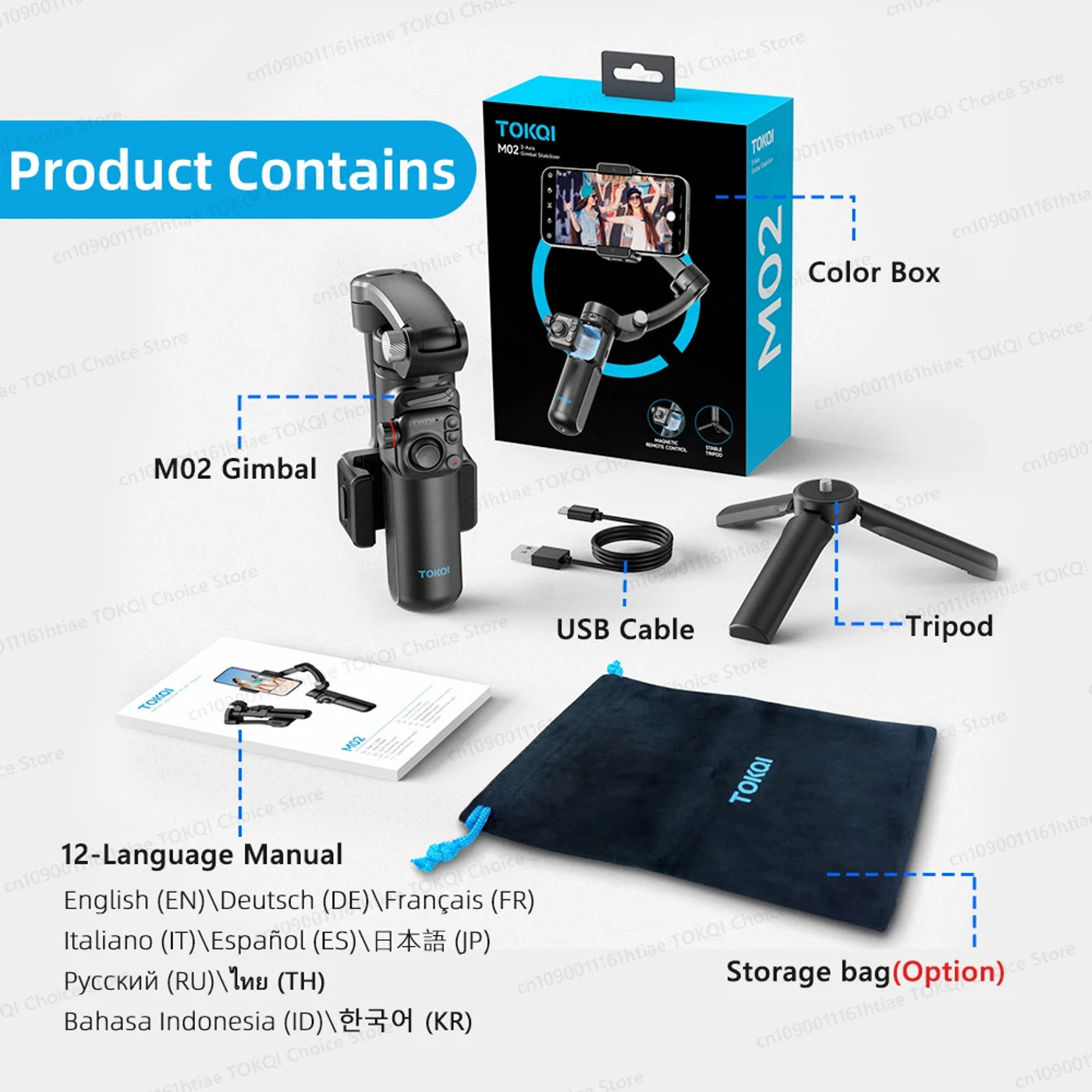 Description Picture 2 of itemHandheld Gimbal Stabilizer Selfie Tripod with Wireless Remote for Smartphone 3-Axis Anti Shake Gimbal Foldable for iPhone Xiaomi