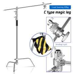 2.6M/8.5FT Stainless Steel Century Foldable Light Stand Tripod Magic Leg Photography C-Stand For Spot Light,Softbox,Photo Studio