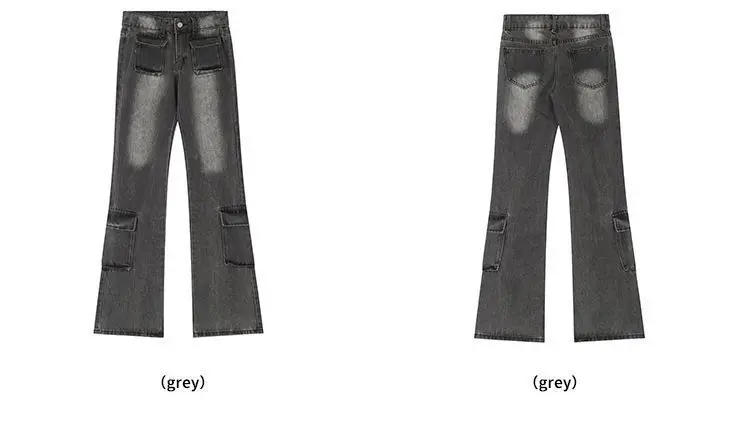 Description Picture 5 of itemAmerican High Street Design Personalized Multi Pocket Jeans Trendy Men and Women Washed Trendy Micro Horn Retro Casual Pants y2k