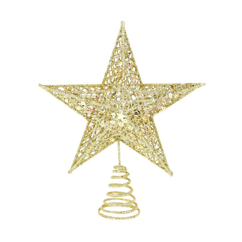 Description Picture 2 of itemChristmas Five-pointed Star Decoration Sparkling Xmas Decoration Gold Red Glitter 5 Point Star Christmas Tree Topper Ornaments