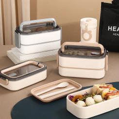 304 stainless steel lunch box for Adults Kids School Office 1/2 Layers Microwavable portable Grids bento Food Storage Containers